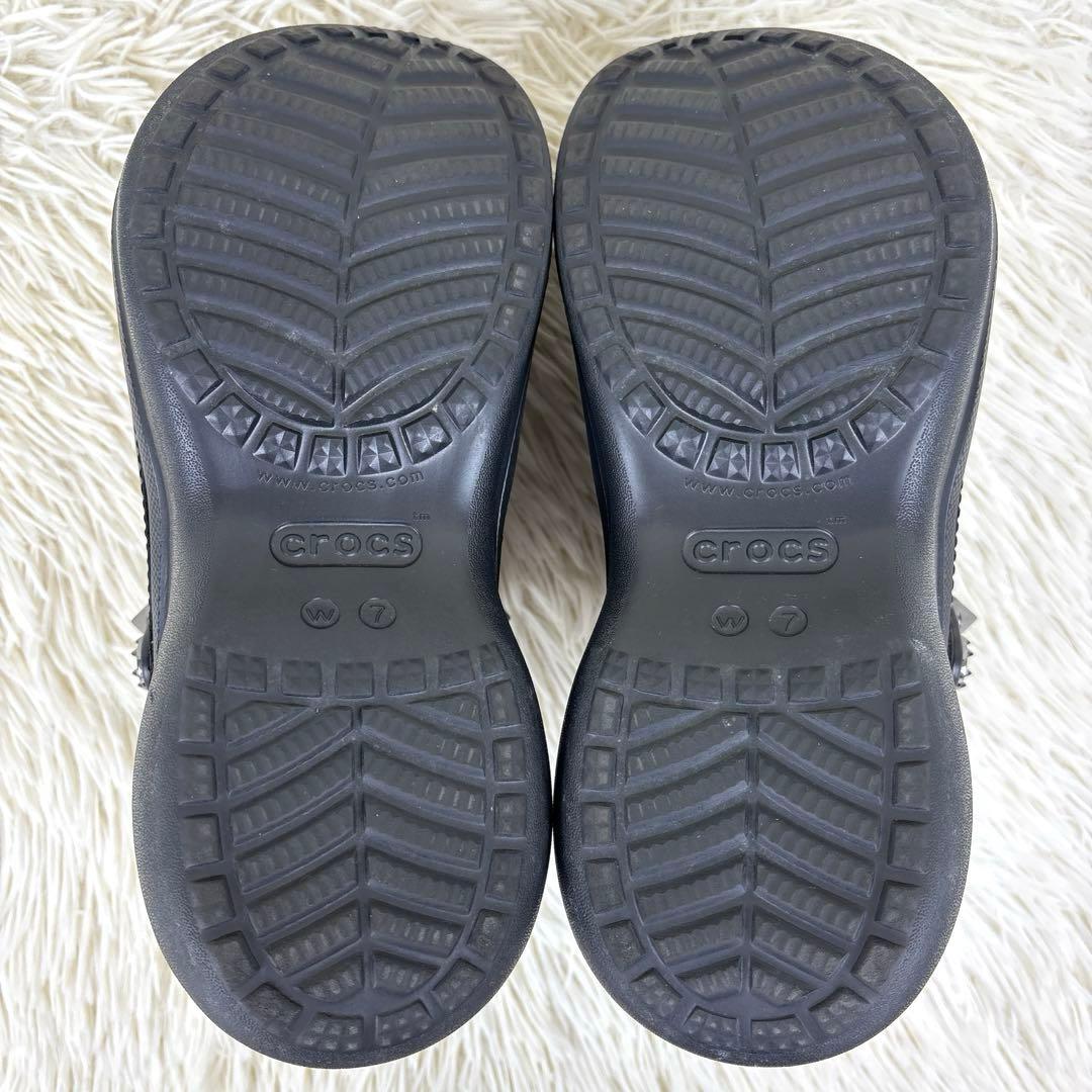 美品、crocs、クロックス、スタッズ、厚底、サンダル、黒