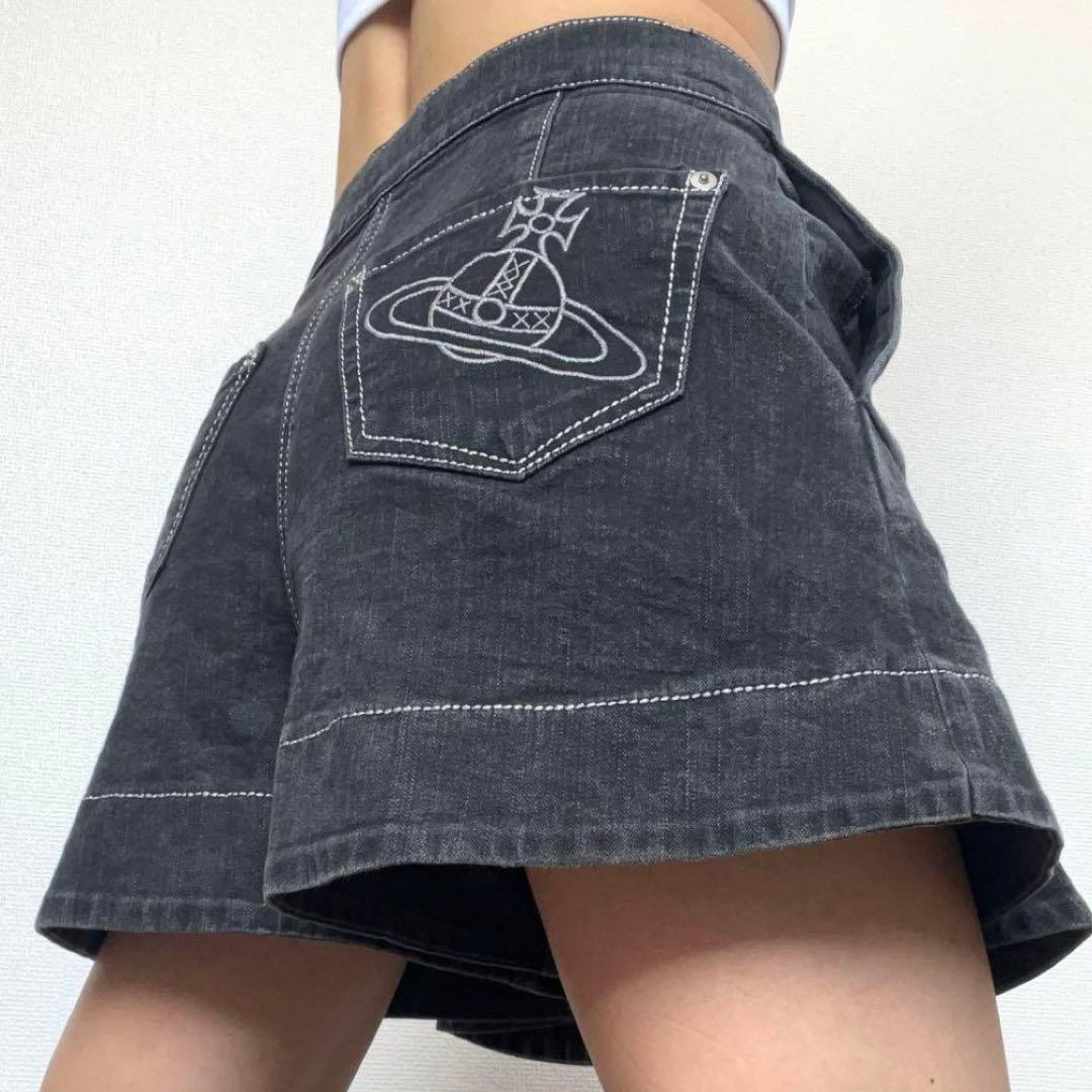 ヴィヴィアンウェストウッド　オリゾンティ　オーブロゴ&ボタン　キュロット 銀ラメ