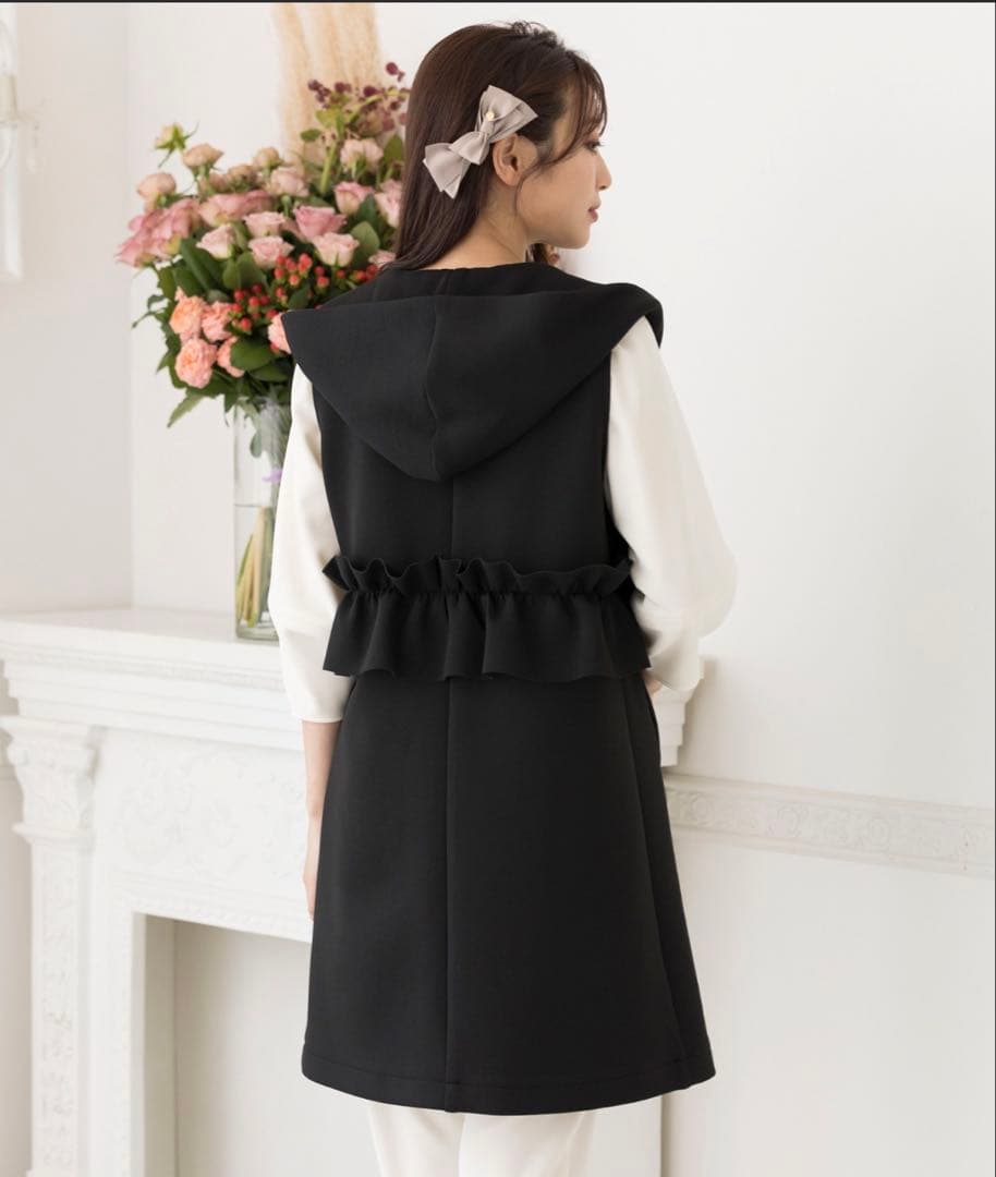 美品☆ローズティアラダンボールニットジレベスト黒大きいサイズ46