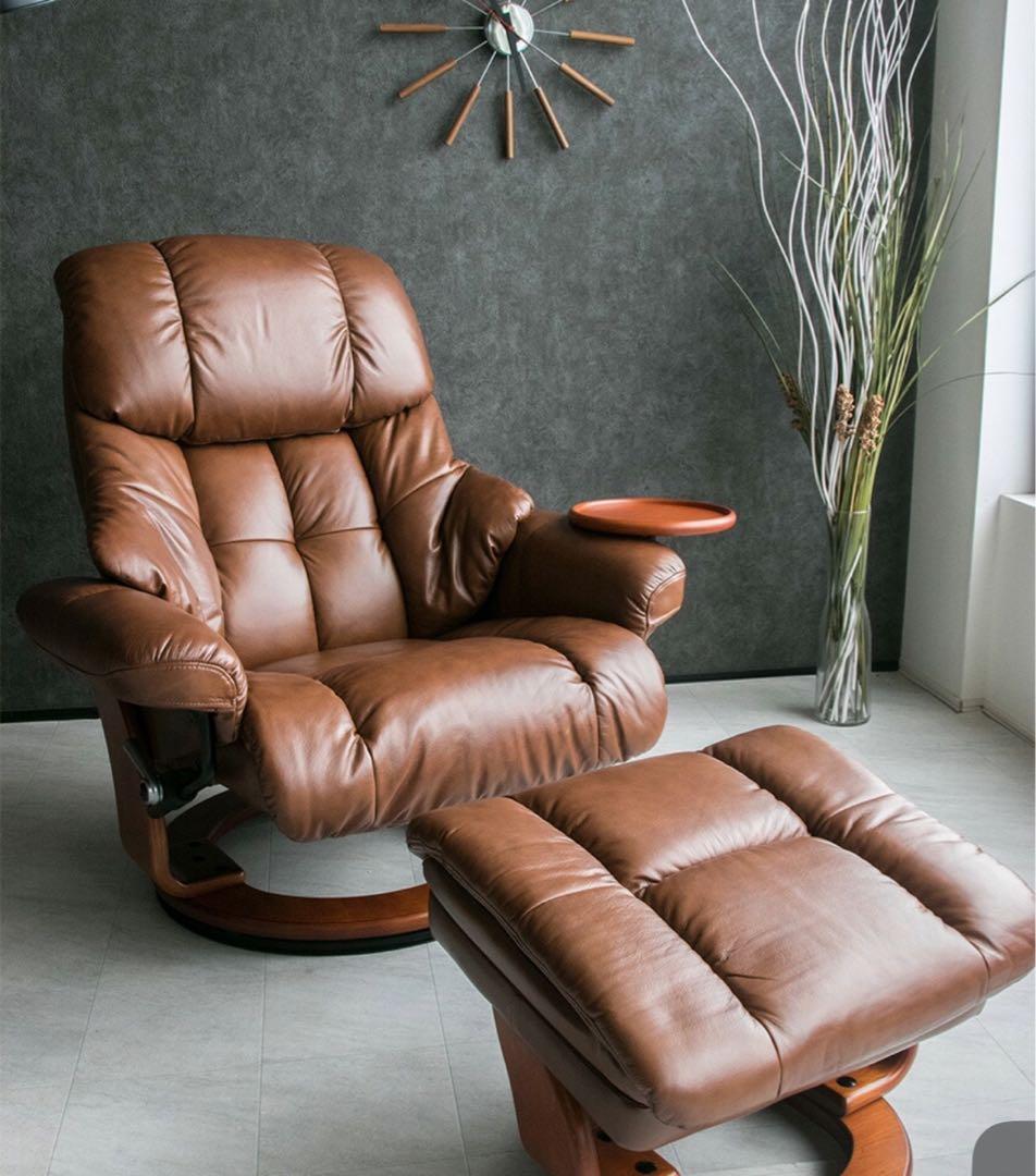 パーソナルチェア オットマン付き 本革 レザー