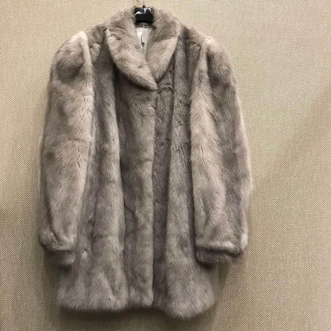 新品 未使用 ミンクコート サファイア サイズF 毛皮 名前刺繍あり