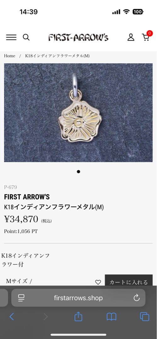 First Arrows ハートフェザー 先金フェザーネックレス