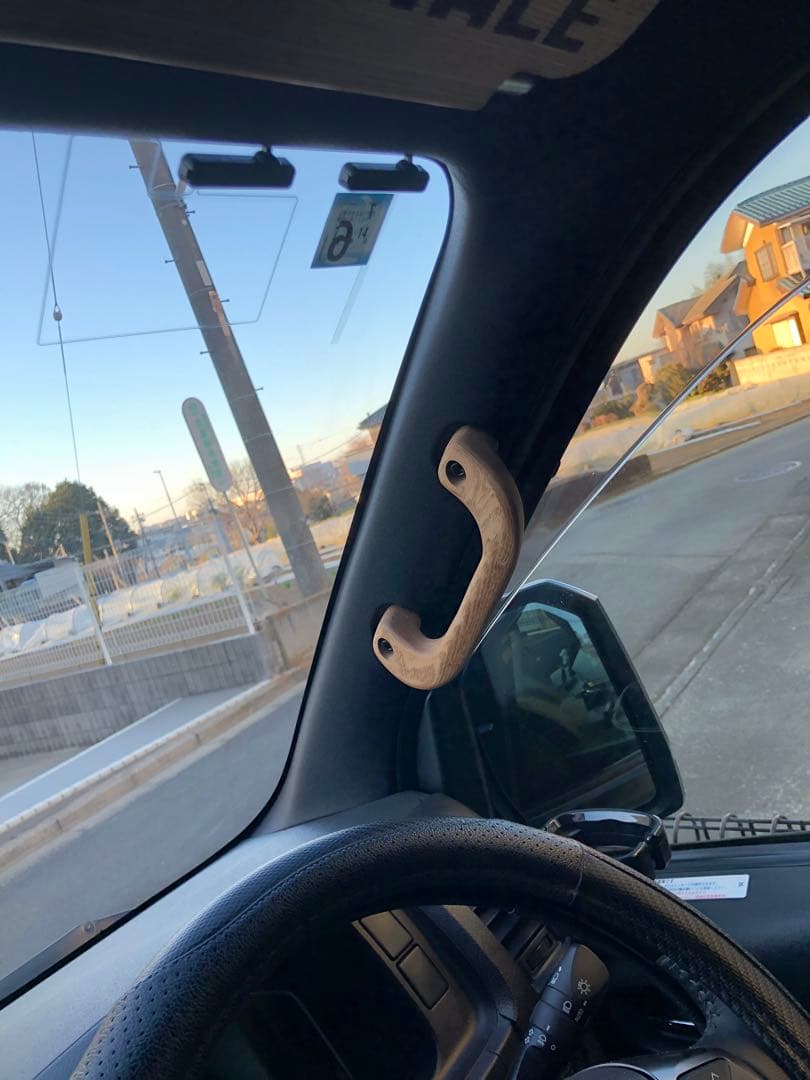 コングK ハイエース用　Aピラー用アシストグリップセット(2本)タモ材オイル仕上