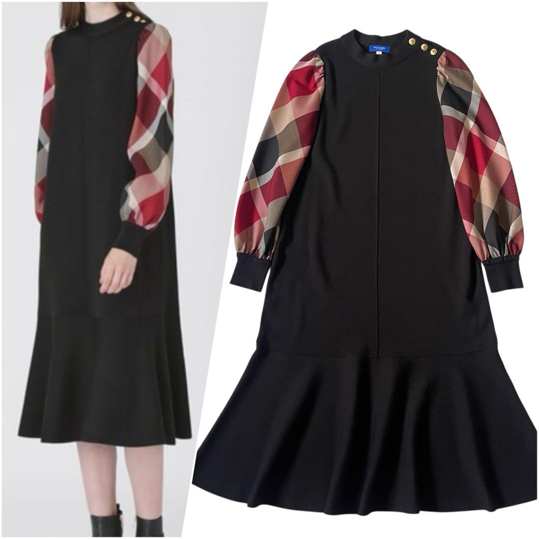 美品 ブルーレーベルクレストブリッジ ウールアクリルブレンドニットドレス 38