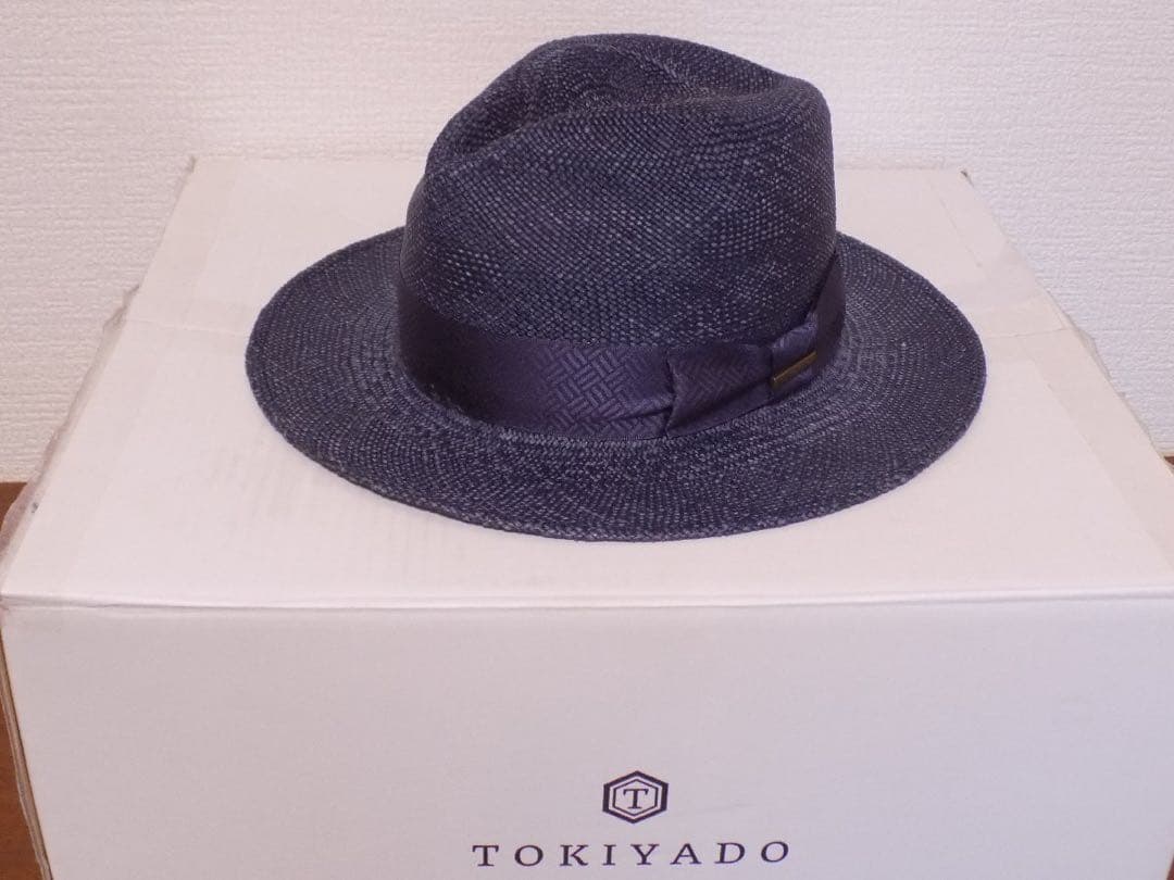 e*6様 オメロオルテガ 高級 パナマハット M ネイビー エクアドル製 時谷堂