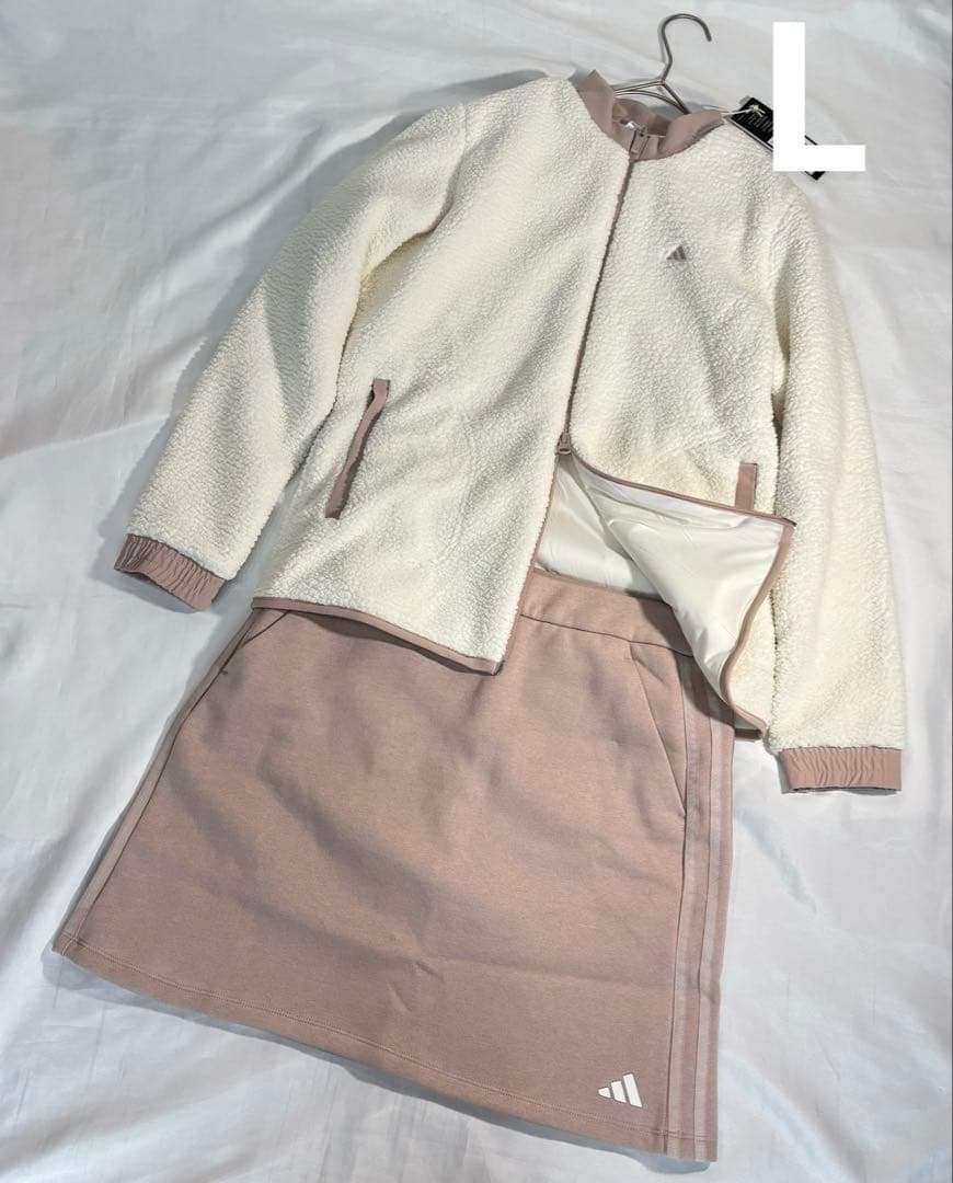 未使用　adidasゴルフ　ボアジャケット　裏起毛スカート　セットアップ　L