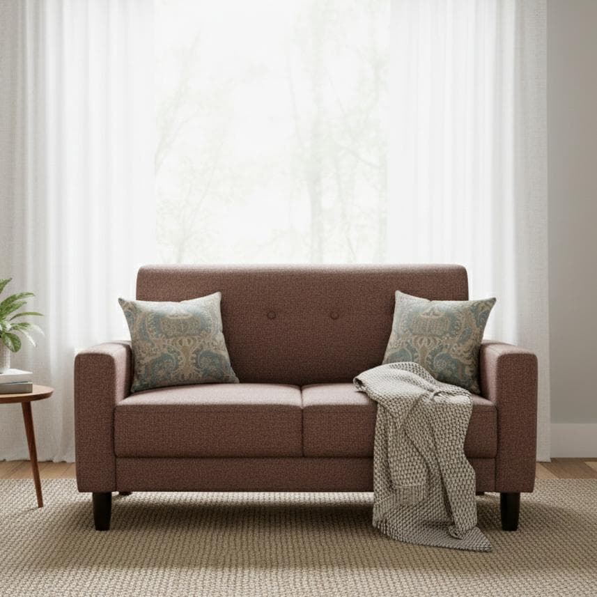 こゆき【新品フォロー割】北欧風 2人掛け コンパクトソファ ブラウン