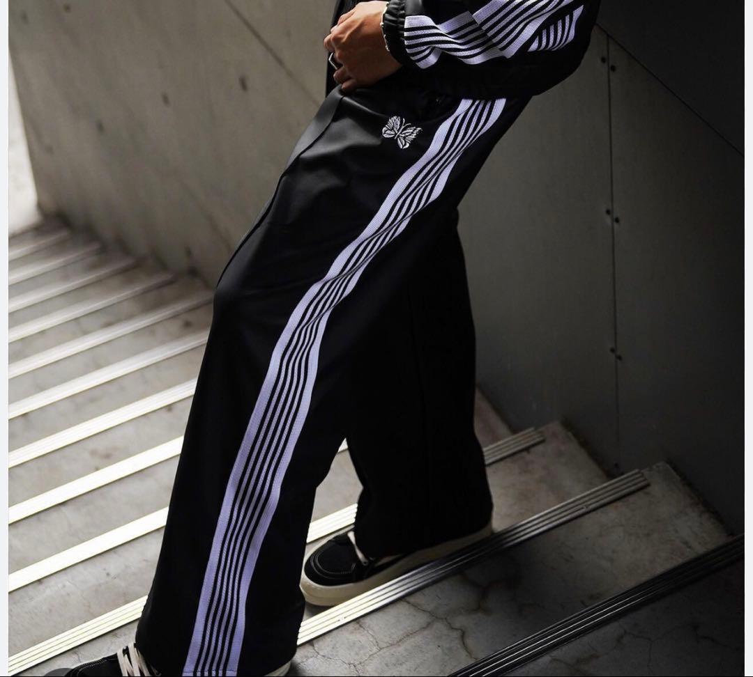 【美品】Needles トラックパンツ ブラック×ホワイト 22SS ストレート