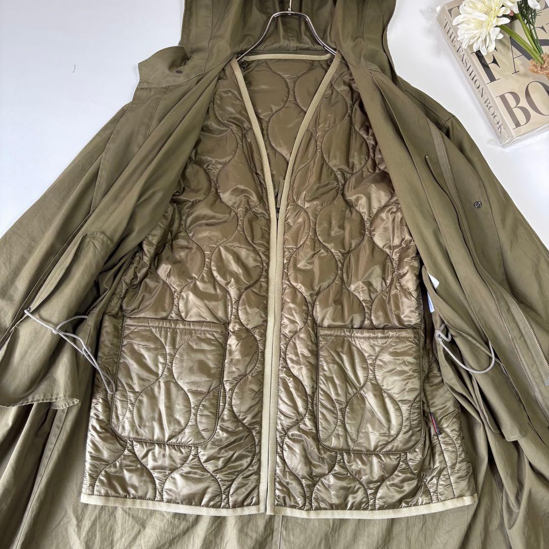 【美品】ウィムガゼット キルトジャケット付きモッズコート キルティング カーキ
