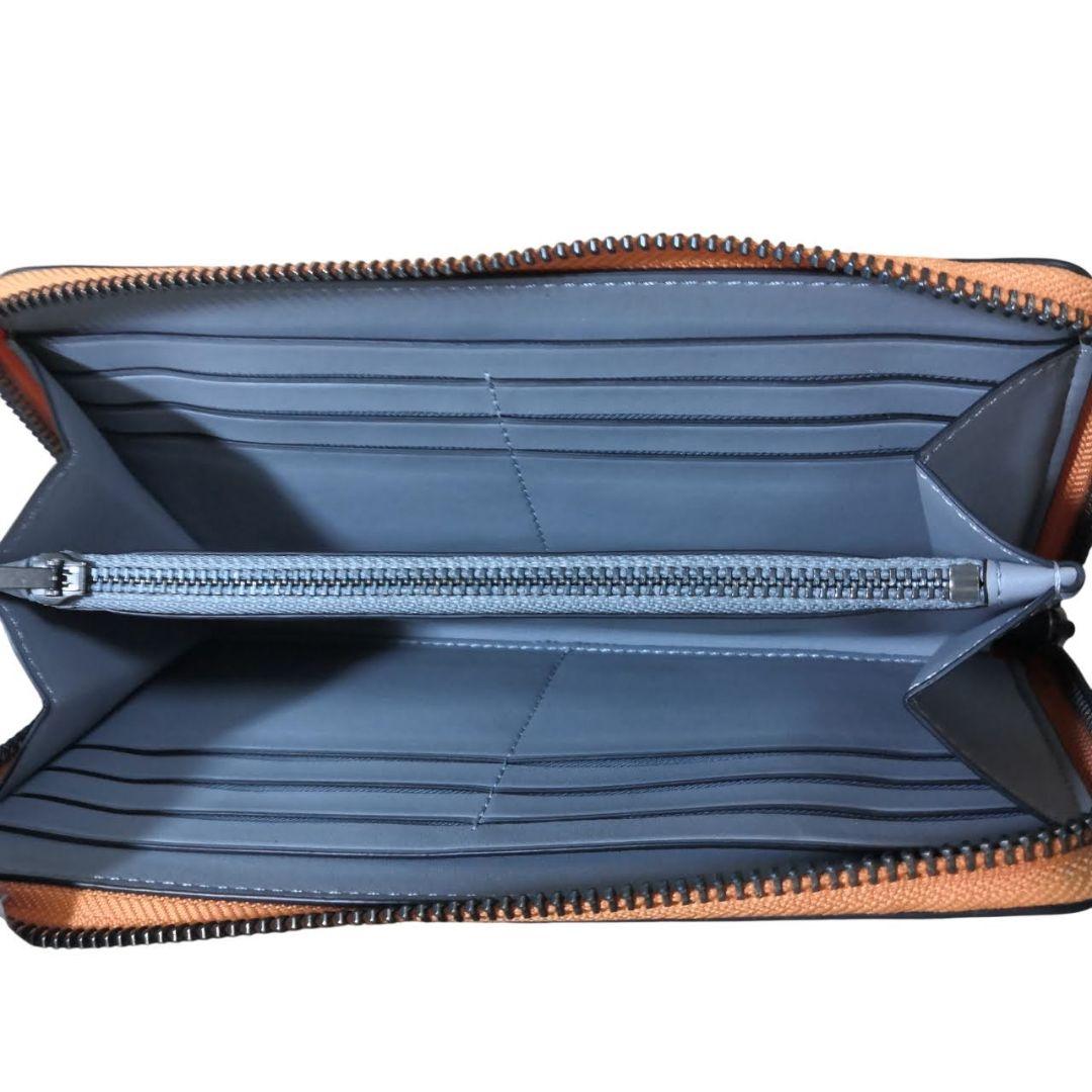 【れお】COACH シボ革 長財布 ラウンドファスナー 茶