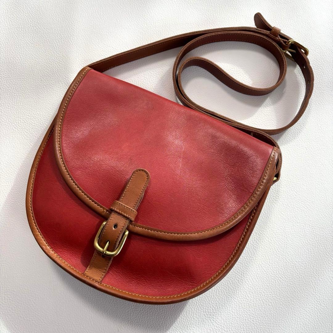 希少 オールドコーチ ショルダーバッグ フラップ レザー 赤茶 1004