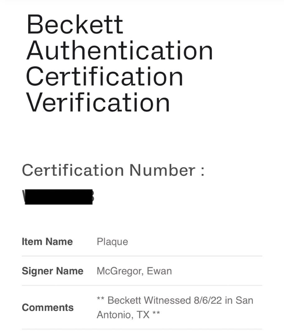 スターウォーズ　ユアン・マクレガー(オビ＝ワン・ケノービ)直筆サイン入りプラーク