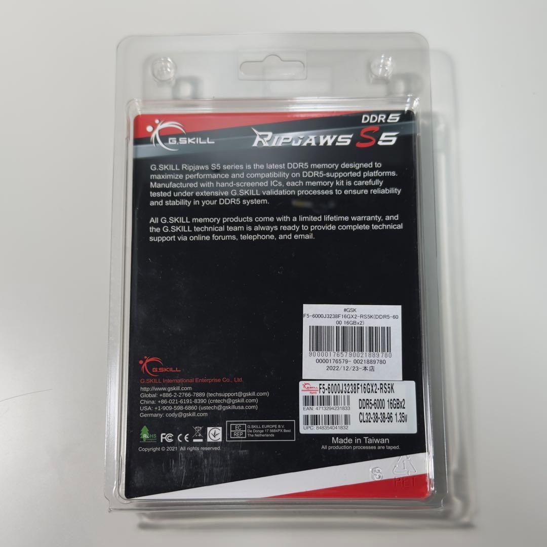 G.SKILL DDR5-6000 32GB (16GB*2) メモリ