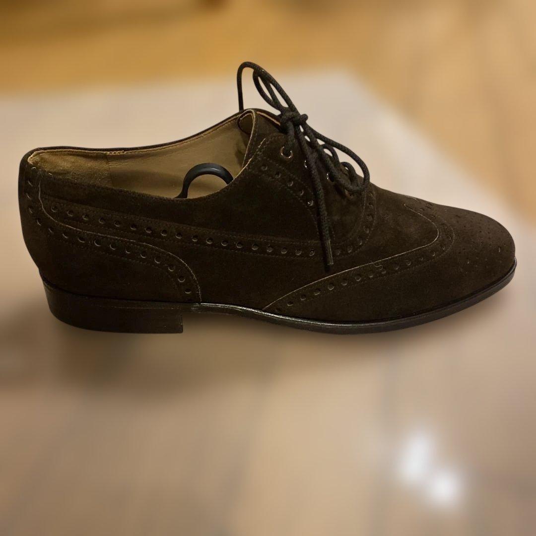 Church’s　ダークブラウン スエード ウィングチップ ドレスシューズ