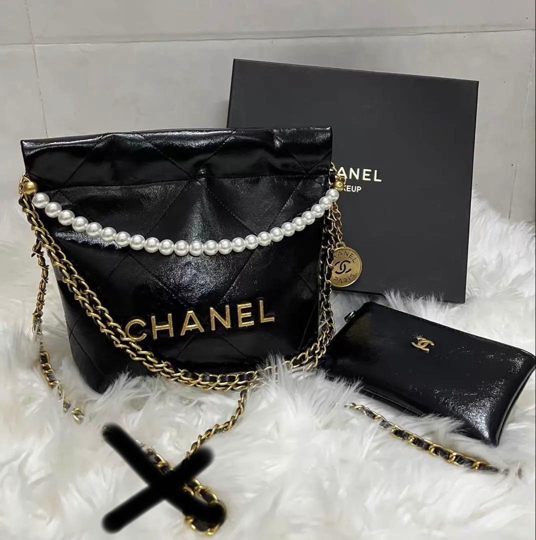 ノベルティ CHANEL ハンドバック 　パールチェーン　キルティング　バック