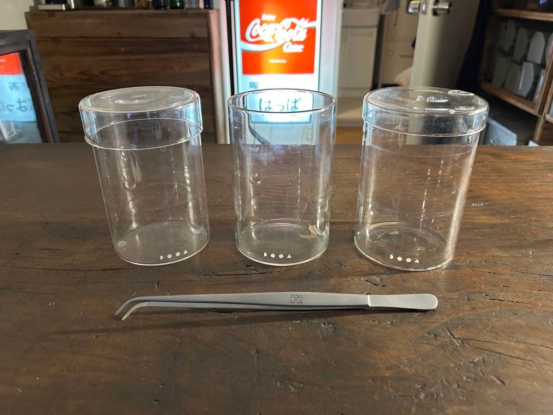 DOOA ガラスポット 3個 ピンセットセット