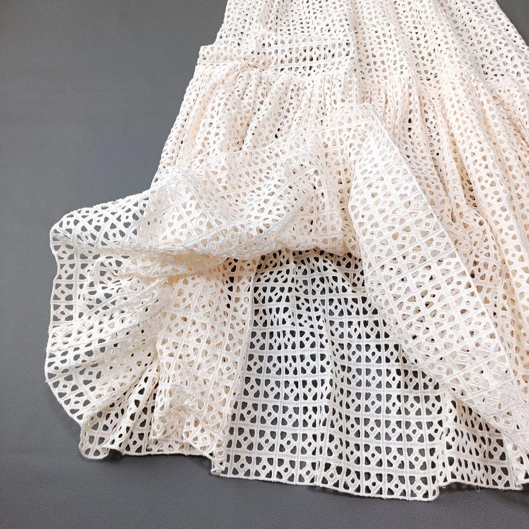 【Sov./ソブ】ボーラー刺繍フレアワンピース　マキシ丈　生成り　ロング　近年