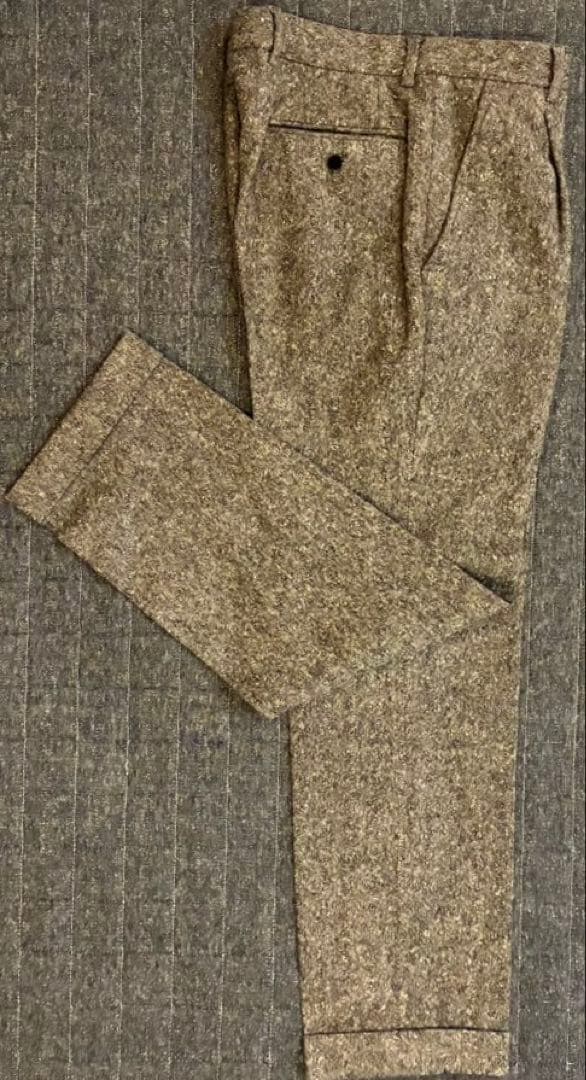 マリオマッテオ ツイード　グレー ワンタックスラックス　ウール100 イタリア製