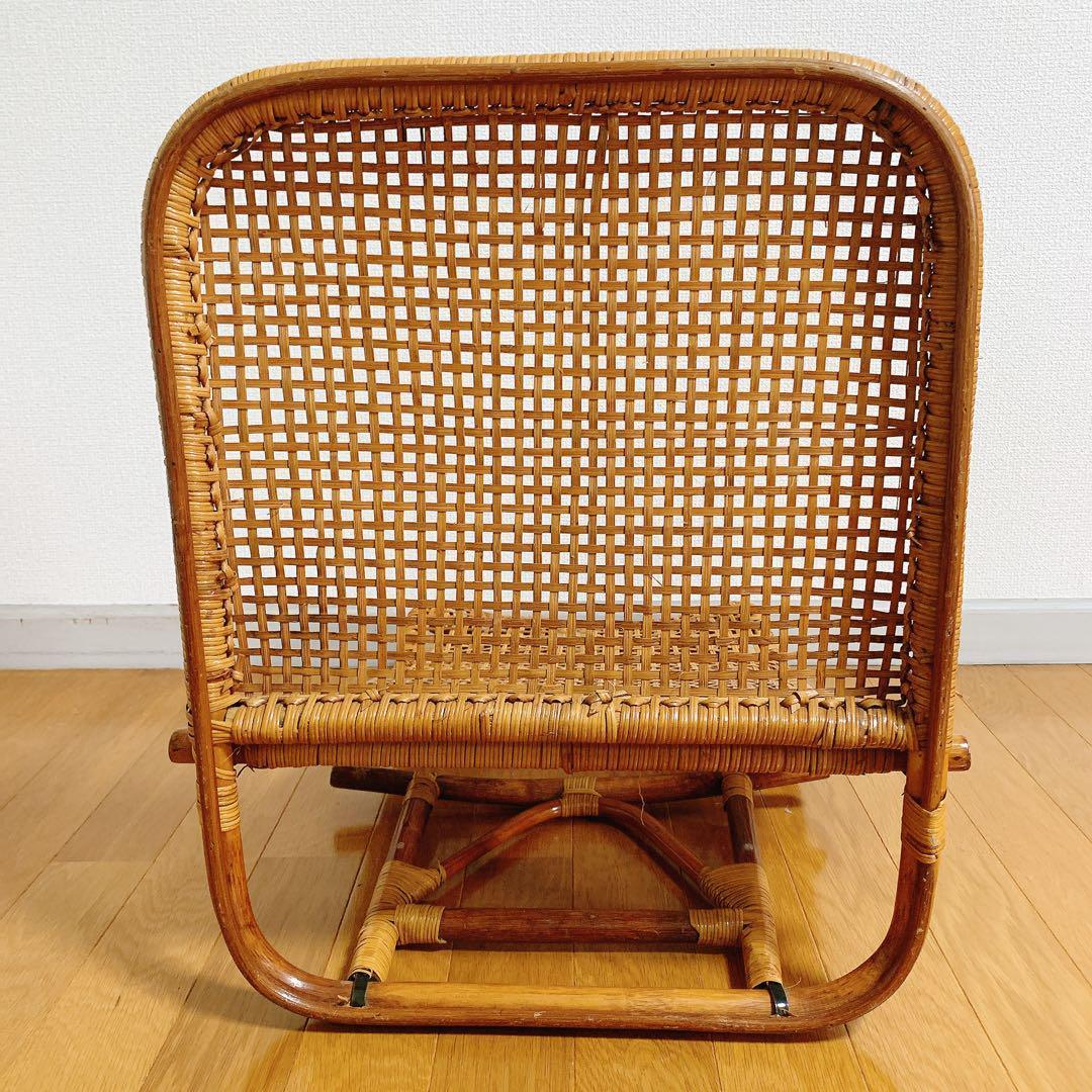 ラタン 藤 座椅子 ２脚 セット 折りたたみ リクライニング ハイバック 希少