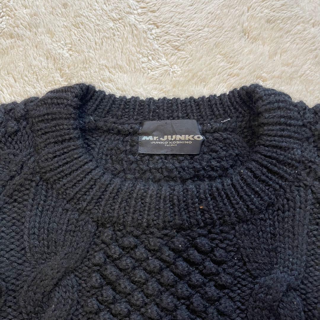 入手困難　vintage 古着　肉厚　フィッシャーマン　アランニット ブラック