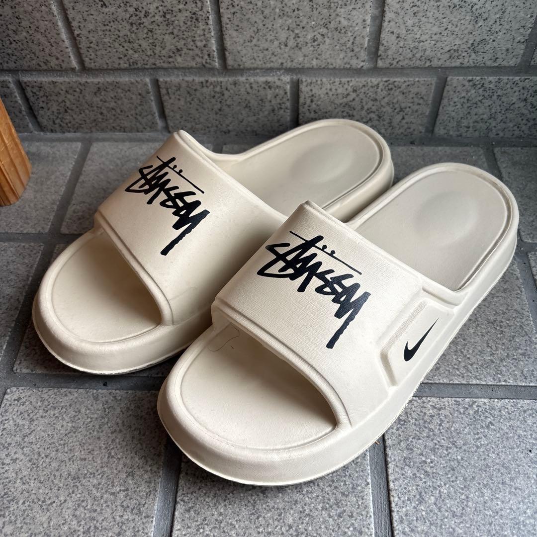 NIKE Stussy ホワイト スライドサンダル