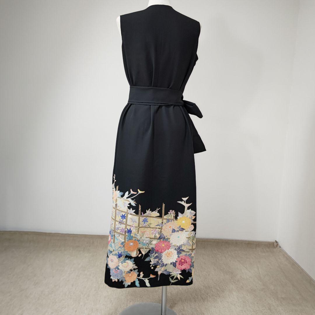 zunezune 留袖 巻きドレス ノースリーブ 着物リメイクワンピース 友禅