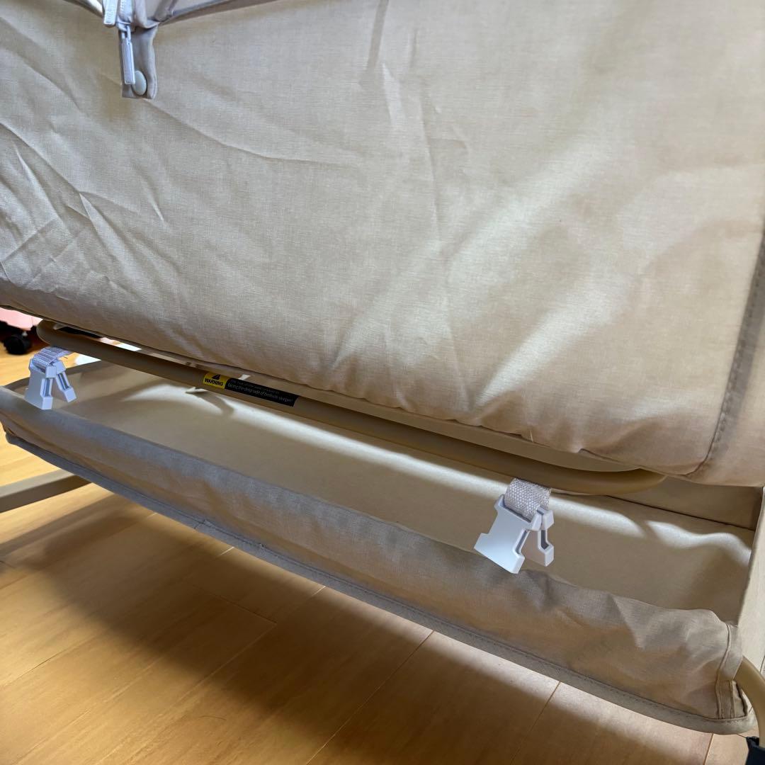 【美品】HZDMJベビーベッド 折りたたみ式 収納袋付　高さ６段階調節　添い寝