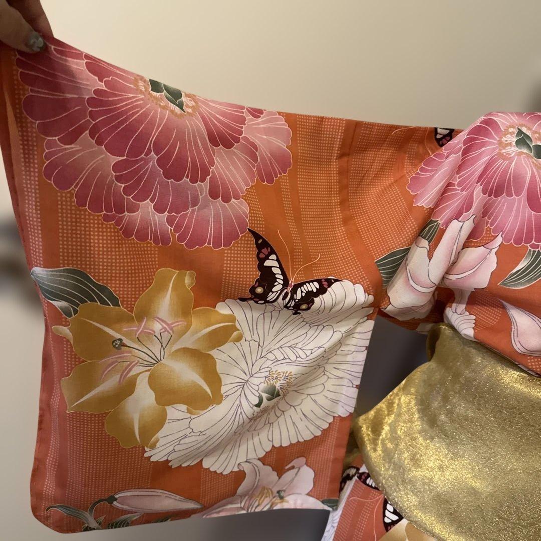 撫松庵　浴衣　帯、帯締めセット　セオアルファ　サーモスピンク　華と蝶