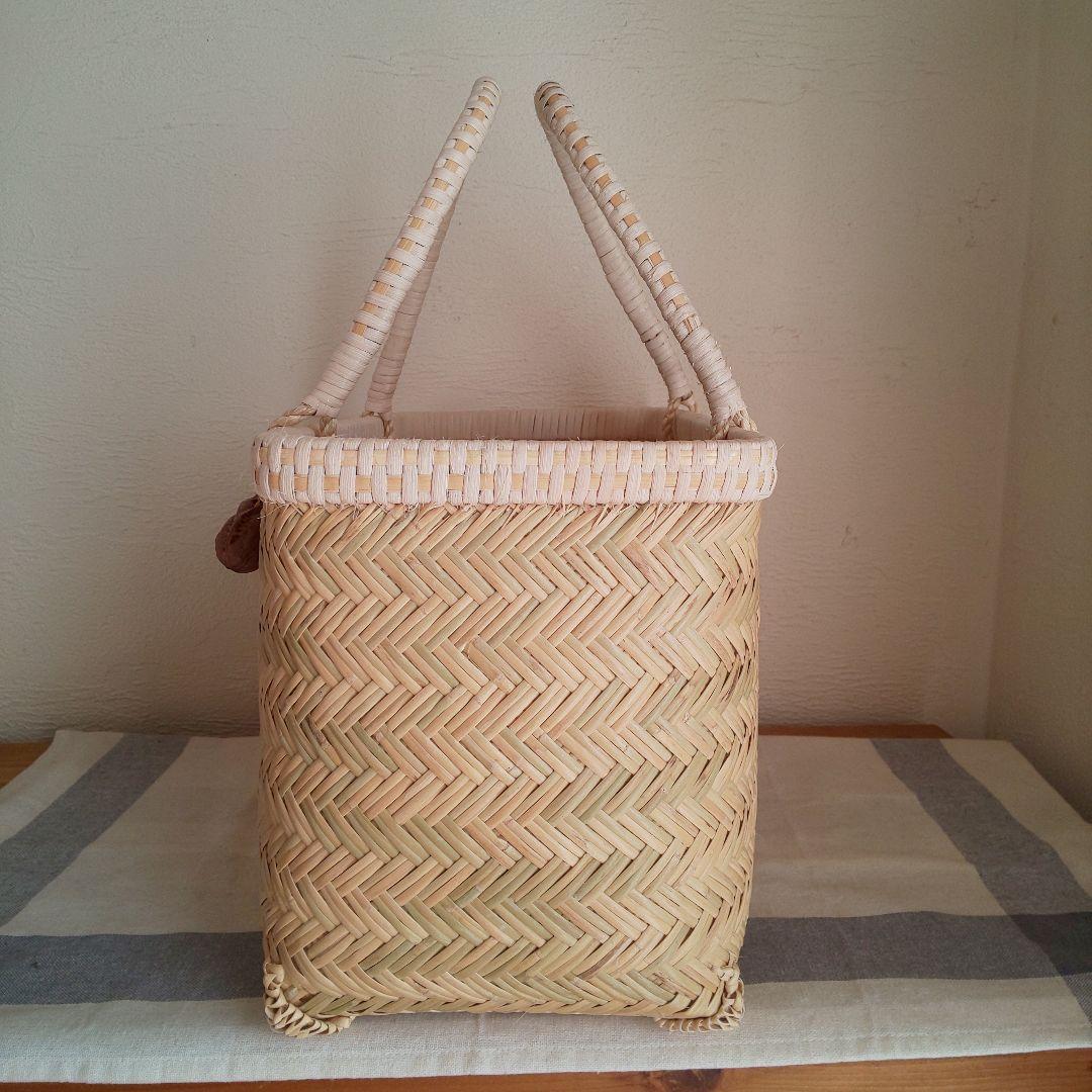 岩手県 鳥越竹細工 市場かご 買い物かご 飾り縁