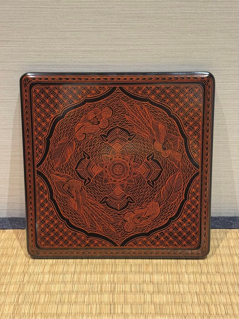 讃岐漆器 筒井隆之 造 蒟醤塗 三段重箱 伝統工芸 讃岐 香川漆器 茶懐石道具