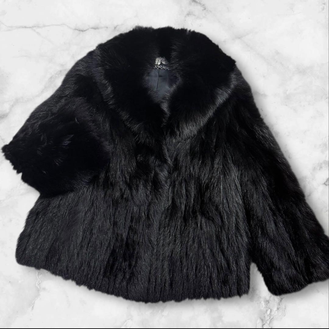 美品✨ ブラックフォックス ショートコート ボリューム満点 毛並み上質 サイズL