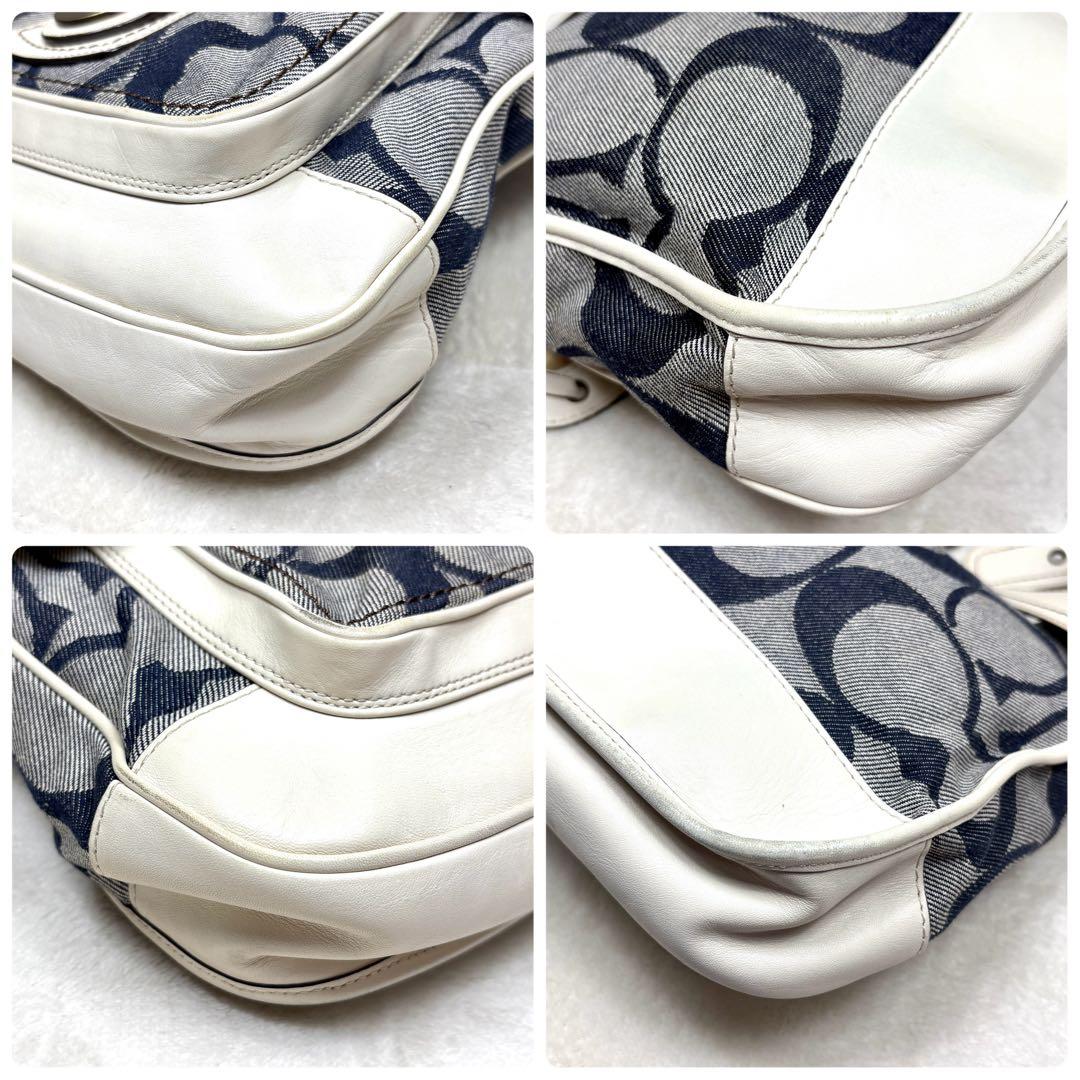 Coach Shoulder Bag Denim Blue White コーチ