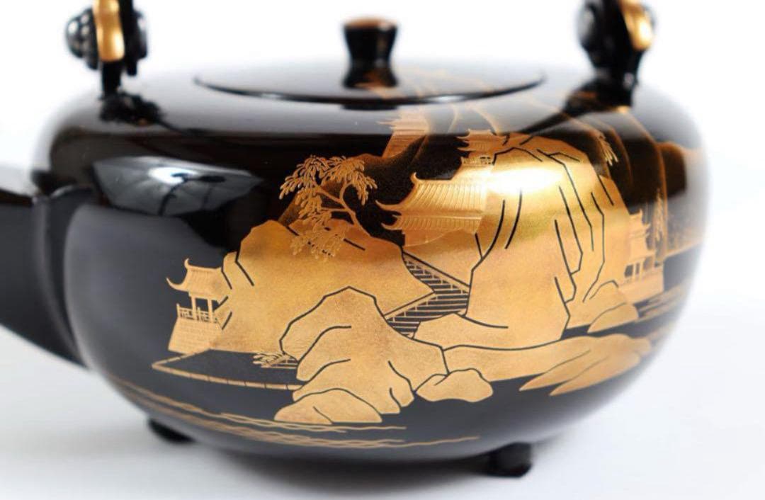 輪島塗 山水研出し蒔絵黒漆屠蘇器 塗師大崎庄右衛門 大崎庄右エ門