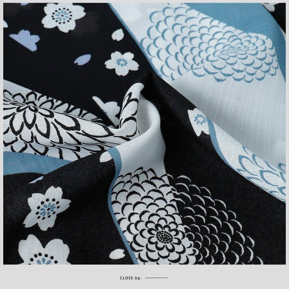 ◆ノー皺加工最高級カルキュロ◆黒菊桜モダン浴衣◆しわにならない浴衣◆新品未使用