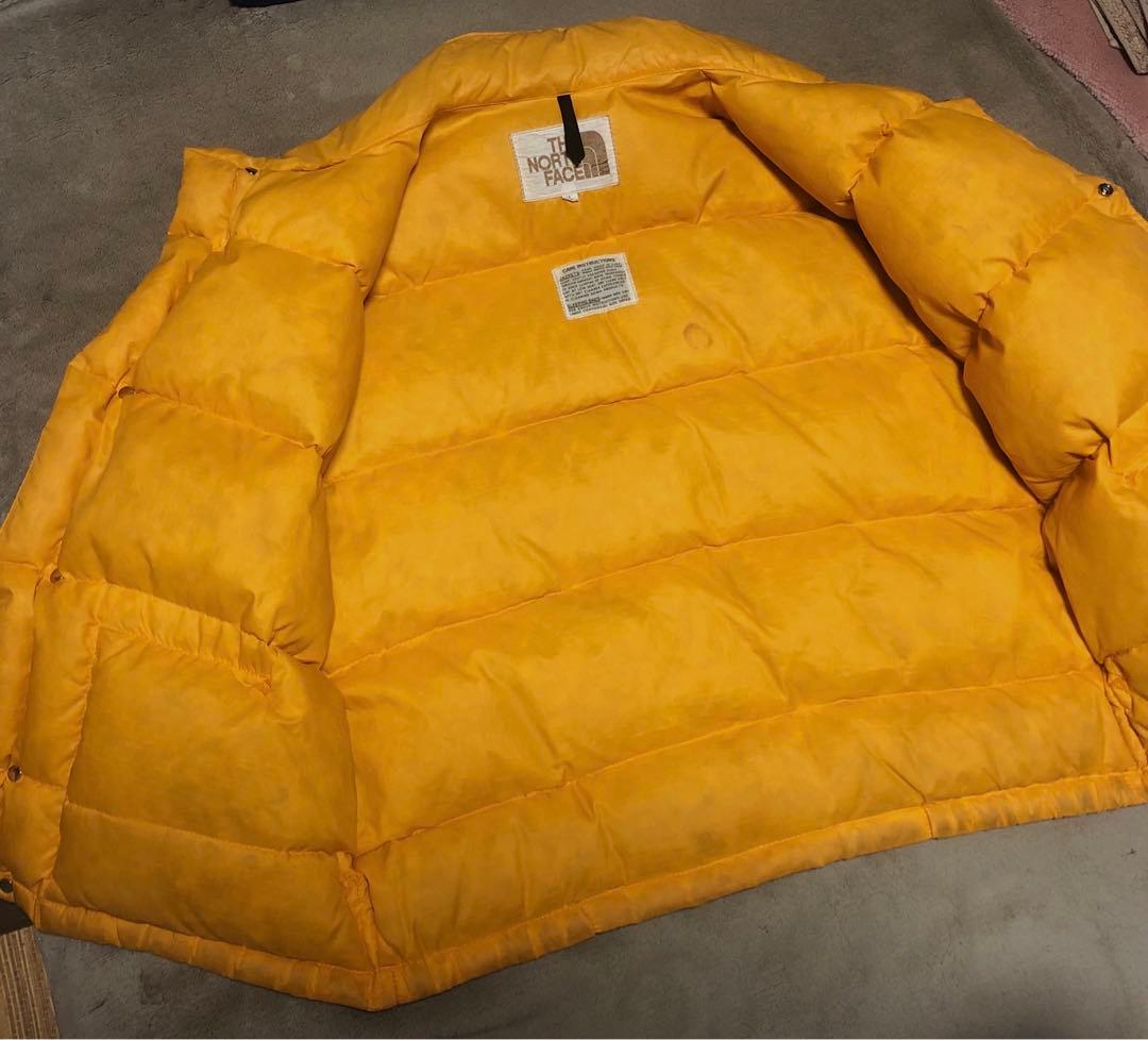 70S 80S　NORTH FACE　茶タグ　ダウンベスト　イエロー　ビンテージ