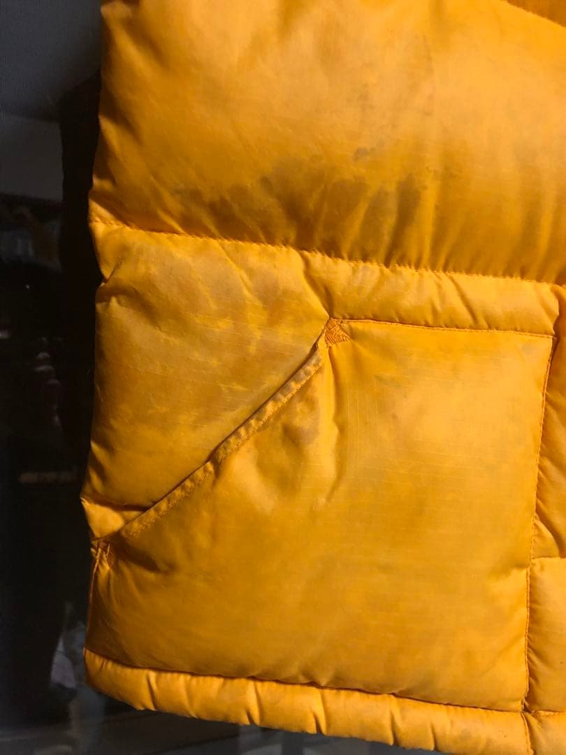 70S 80S　NORTH FACE　茶タグ　ダウンベスト　イエロー　ビンテージ