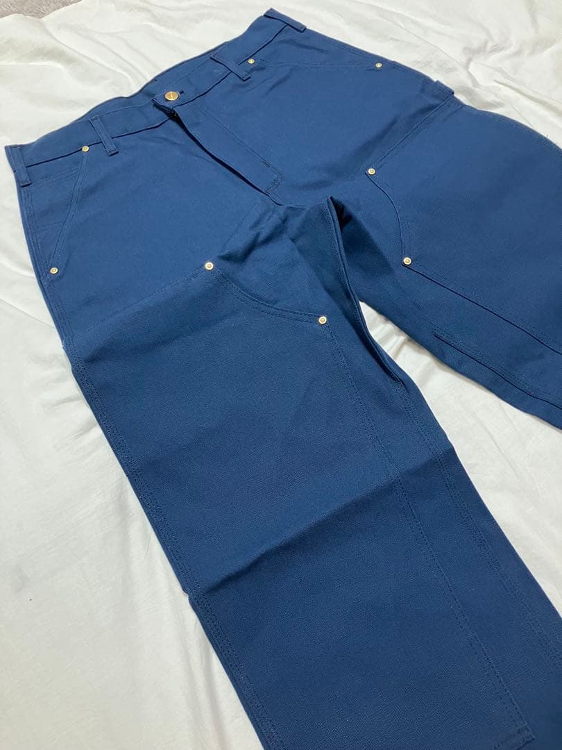 レアB01 ネイビー USA製 ダブルニー Ｗ34L32 未使用 カーハート 紺