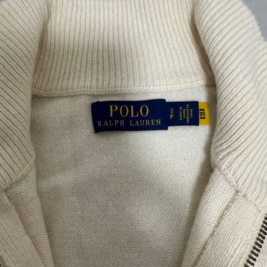 ポロラルフローレン ハーフジップ ニット セーター ポニー刺繍 S アイボリー