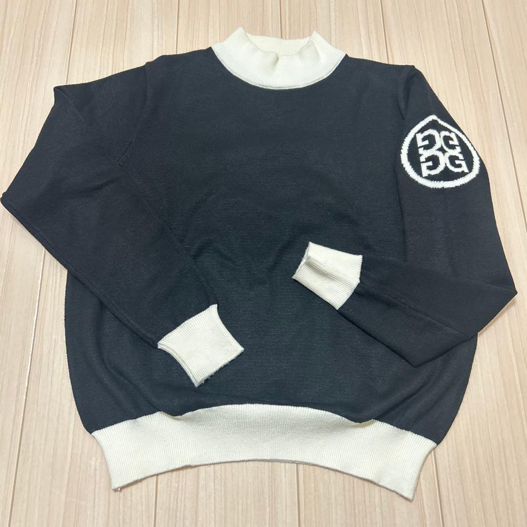 【早い者勝ち】G/FORE モックネック ニット セーター Gロゴワッペン 黒白