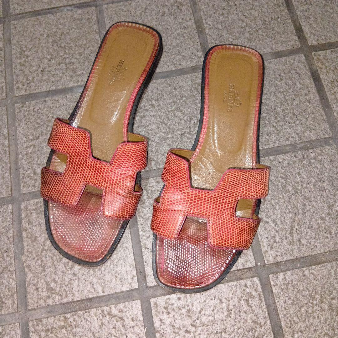 HERMES　エルメス　オラン　リザード　サンダル