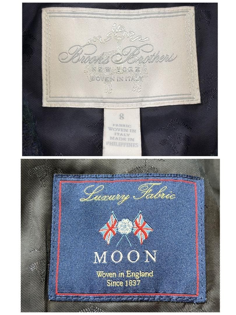 Brooks Brothers ツイードチェック MOON社生地 テーラード S