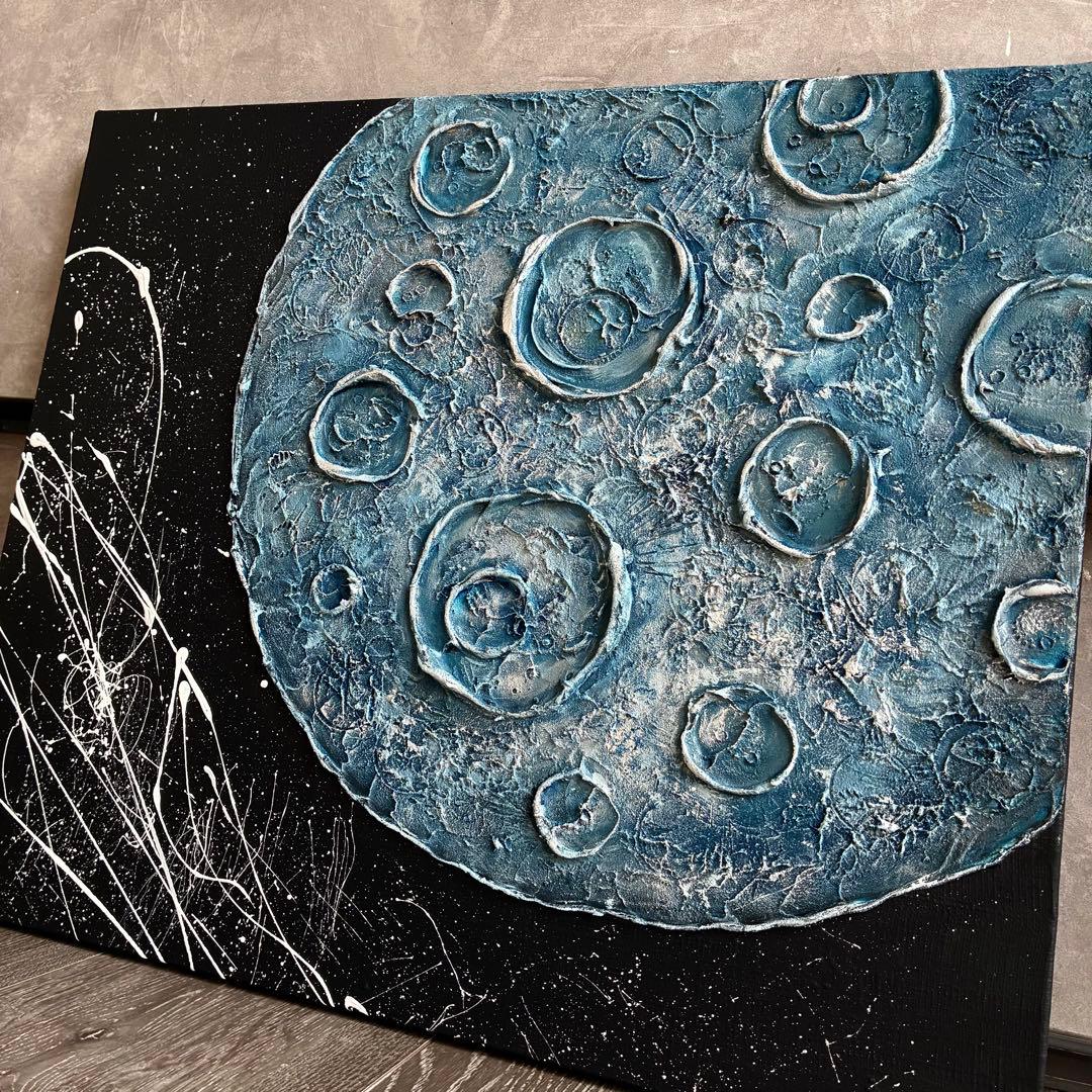 現代アート　45.5×38㎝　月　モダン　アートパネル　インテリア　抽象画