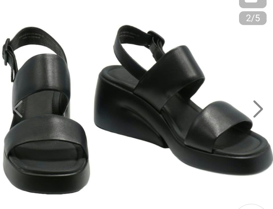 新品CAMPER ブラック ストラップサンダル EU38