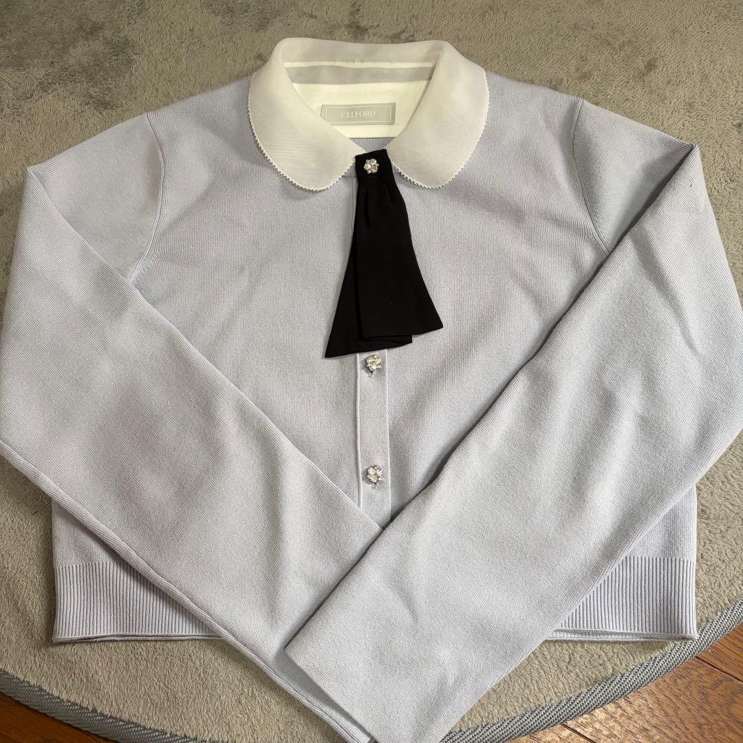 CELFORD セルフォード デタッチャブル総針カーディガン SAX