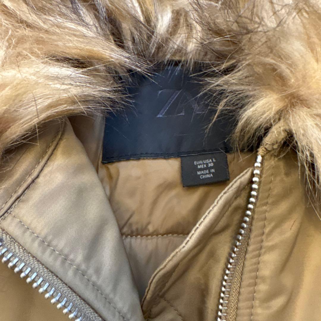 ZARA フェイクファー襟 ボンバージャケット ZW COLLECTION L