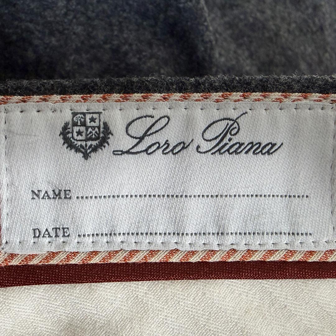 J5211 美品 ロロピアーナ ノープリーツ フランネルスラックス 濃灰 46