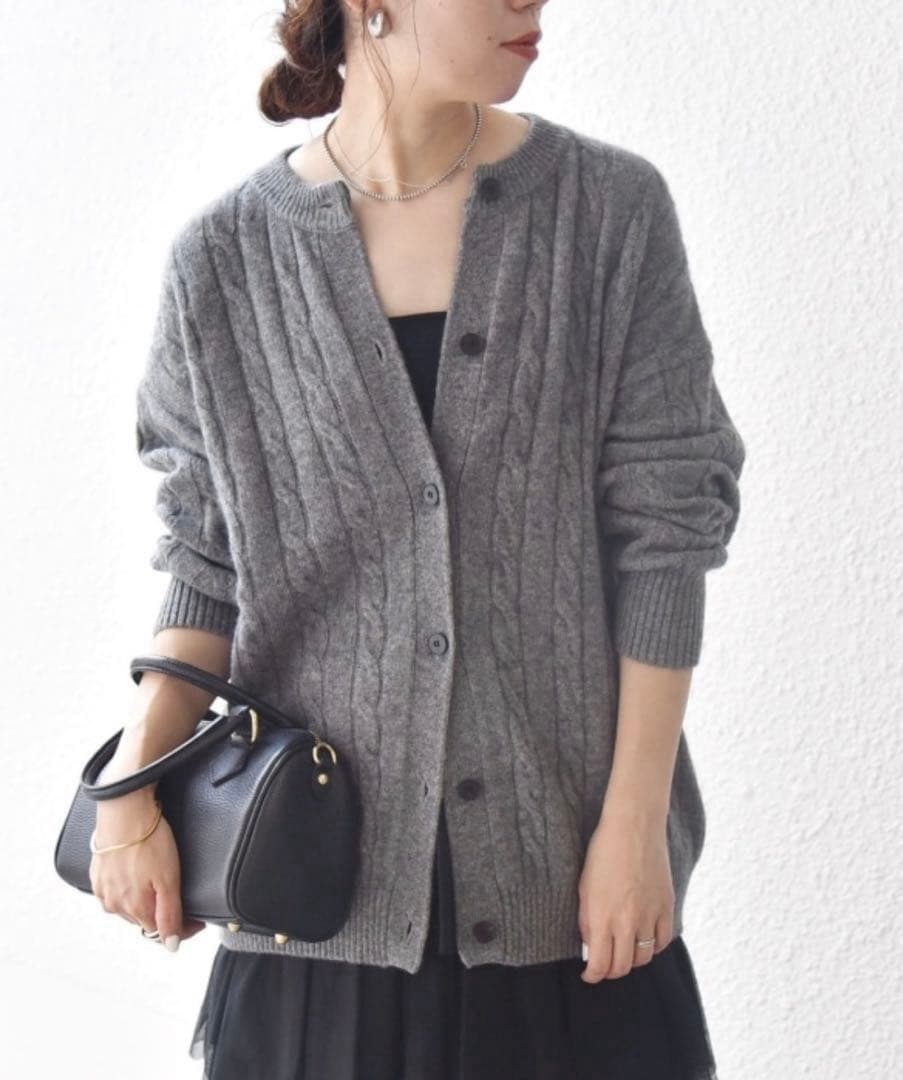 SHIPS any: ヤク ケーブルクルーネックニット カーディガン