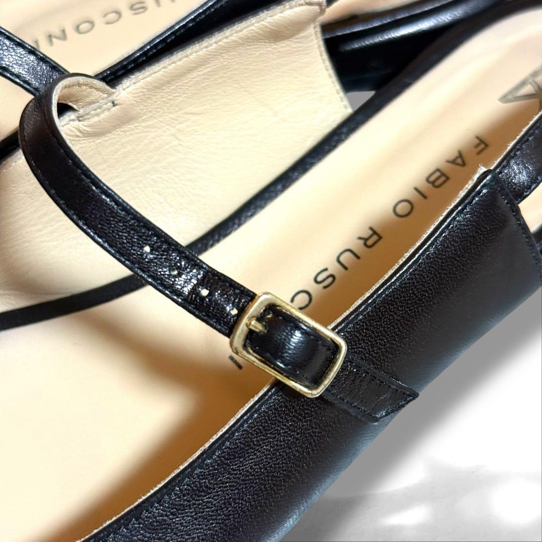 ファビオルスコーニ　ポインテッドトゥ　メリージェーン　レザー　ブラック　23㎝