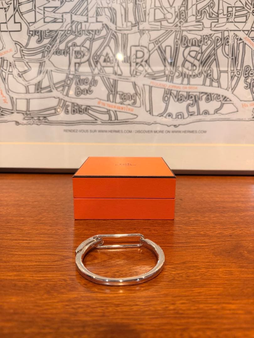 希少　HERMES シルバーバングル 箱付き