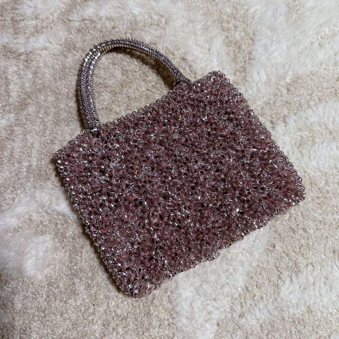 アンテプリマ パーティー バッグ ピンクシルバー ワイヤー ミニ スクエア